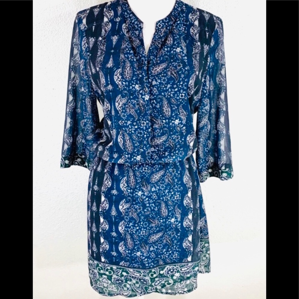 Sanctuary black blue green paisley shirt dress